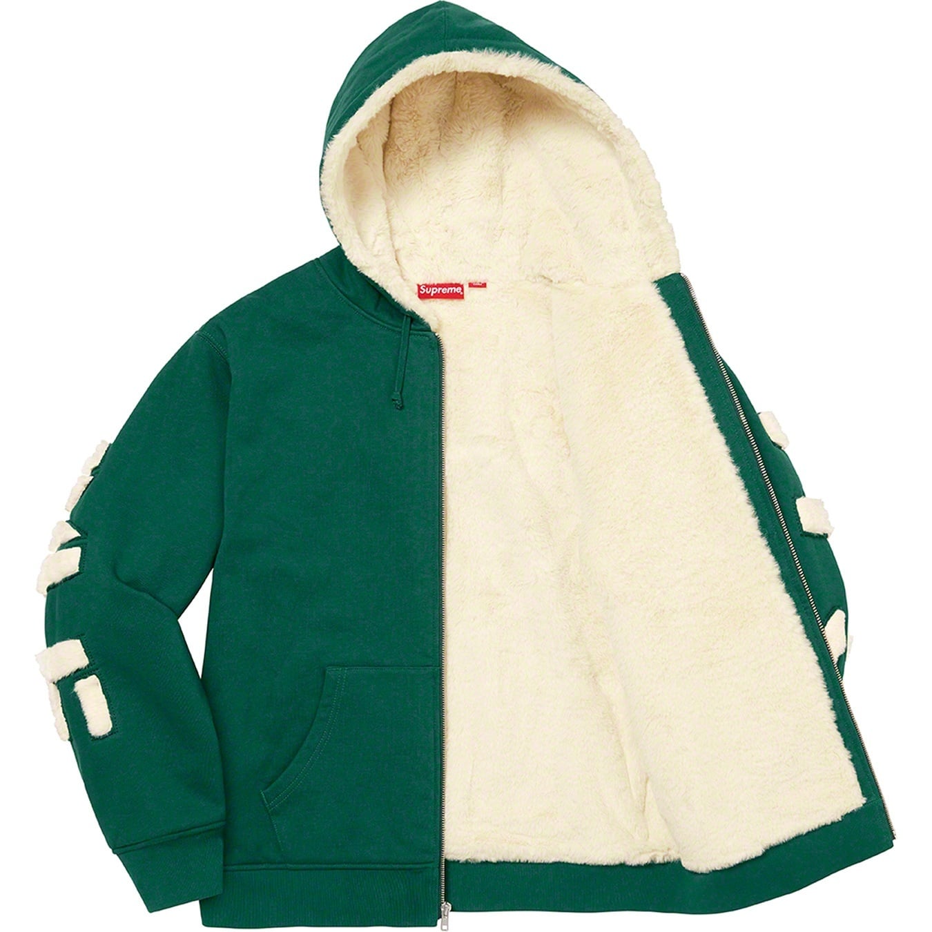Faux Fur Lined Zip Up Hooded Sweatshirt view 16